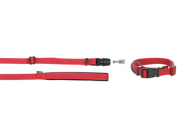 Set GoLeyGo Flat Collar Leash 25mmX40-65cm  2cmX1.4-2m red