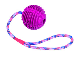 Rubber ball with rope   ball  7 5 cm  rope  30 cm