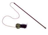 Rod with rattle ball with feathers   rod 45 cm  ball 6 cm