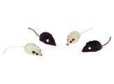 Plush mouse with rattle   4 pcs  5 cm