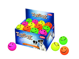 Foam rubber Smiley balls   7 2 cm  display 24 pcs