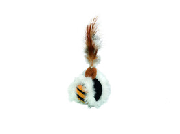 Plush ball with feather  with catnip   5 cm