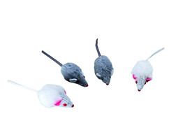 Souris en peluche a poil court avec hochet   5 cm  4 pieces