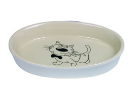 Cat ceramic dish oval   17 X 11 X 2 5 cm  120 ml