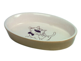 Cat ceramic dish oval   17 X 11 X 2 5 cm  120 ml