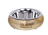 Stainless steel bowl  EAT  with wooden holder   1 50 ltr  23cm