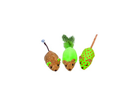 Souris en peluche avec herbe a chat   12 cm  set 3 pcs