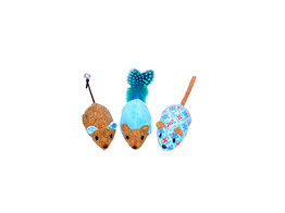 Souris en peluche avec herbe a chat   12 cm  set 3 pcs