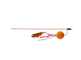 Teaser with plush ball  with catnip   Pole 40 cm  strap with toy 95 cm