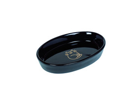 Ceramic cat dish oval  Golden Cat    17 x 11 x 2 5 cm  0 12 l