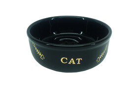 Ceramic cat basin  Golden Cat    O 13 5 x 4 5 cm  0 25 l