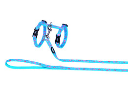 Harnais et laisse pour chat  Heart Light Blue 