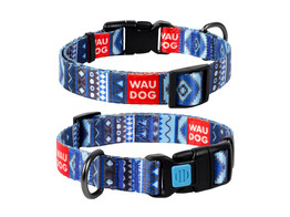 WAUDOG Nylon collier pour chien avec QR passport    Etno blue 