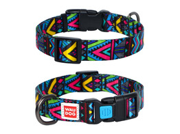 WAUDOG Nylon halsband voor honden met QR passport    Indie 