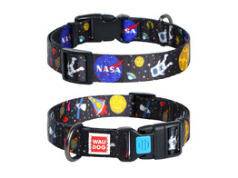 WAUDOG Nylon halsband voor honden met QR passport    NASA 