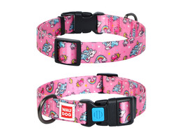 WAUDOG Nylon halsband voor honden met QR passport    Unicorns 