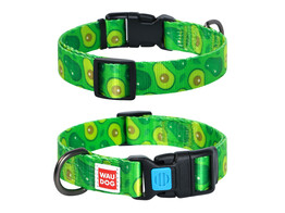 WAUDOG Nylon halsband voor honden met QR passport    Avocado 