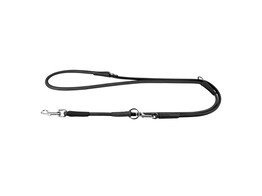 WAUDOG Softgenuine leather dog adjustable leash   rolled    zwart