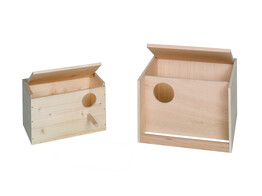 Parakeet nesting box w. landing perch   30 x 28 x 20 cm