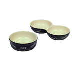 Cat ceramic double bowl  CAT    22 x 11 5 x 3 5 cm  2 x 130 ml