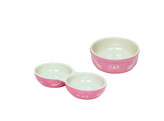 Cat ceramic double bowl  CAT    22 x 11 5 x 3 5 cm  2 x 130 ml