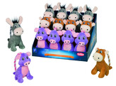 Plush with rope Donkey/Cow/Pig   display 12 pcs  14 cm