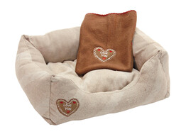 Knuffelbed LOVE YOU 61x48x18cm / 65x50cm  beige