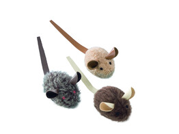 Souris en peluche avec queue en cuir   small  3 pcs.  6 cm