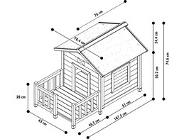 Dog kennel  TALAMONE JAVA    l x w x h  115 x 76 x 74 cm