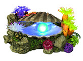 Aqua Ornaments  CLAM  w/ plants with LED   21 3 x 14 7 x 10 7 cm