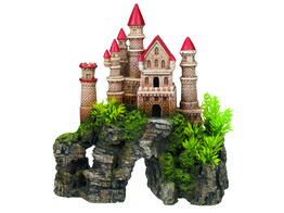 Aqua Ornaments  CASTLE  - w/ plants   20 3 x 9 3 x 21 7 cm