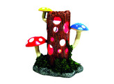 Aqua Ornaments  LOG WITH MUSHROOMs  with LED   23 8 x 11 7 x 23 3 cm