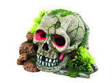 Aqua Ornaments  SKULL  with plants  with LED   15 5 x 13 3 x 9 5 cm