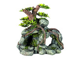 Aqua Ornaments  ROCK CAVE  w/ plants   13 3 x 9 5 x 12 8 cm