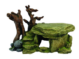 Aqua Ornaments  ROCK CAVE WITH WOOD    29 x 17 2 x 18 2 cm