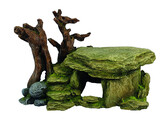 Aqua Ornaments  ROCK CAVE WITH WOOD    29 x 17 2 x 18 2 cm