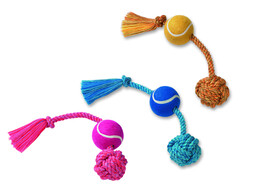 Rope Toy  Rope with tennis ball   45 cm  310g  ball O 7 5 cm