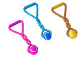 Rope Toy  Rope with tennis ball and handle   33 cm  200g  ball O 6 cm