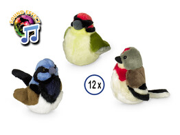 Plush bird with soundchip   strip 12 pcs  17 cm