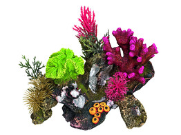 Aqua Ornaments  CORAL STONE  - w/ plants   17 x 12 5 x 12 cm