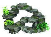 Aqua Ornaments  ROCKY ARCH - w/ plants   26 5 x 15 x 16 5 cm