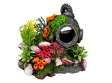 Aqua Ornaments  HELMET  w/ plants   13 5 x 11 x 12 cm