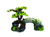 Aqua Ornaments  Pont avec bonsai  avec plantes   20 3 x 9 0 x 14 0 cm