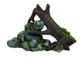 Aqua Ornaments  WOOD WITH ROCK    23 5 x 9 x 14 7 cm