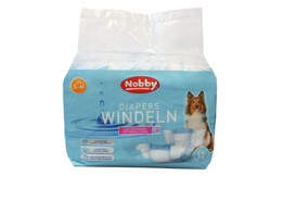 Diapers f. female dogs   12 pcs.  S-M   28 - 40 cm