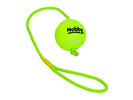 Tennisball with throw rope   L 7 5 cm  rope 70 cm