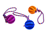 Dental rubber ball with rope   display 16 pcs.  ball  O 7 cm  rope  30 cm