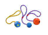 Rubber ball with nops  bell and rope   5 cm