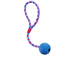 Rubber ball with nops  bell and rope   5 cm