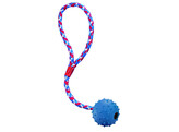 Rubber ball with nops  bell and rope   5 cm